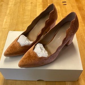 Anthropologie Blush Velvet Scalloped Heel Size 9